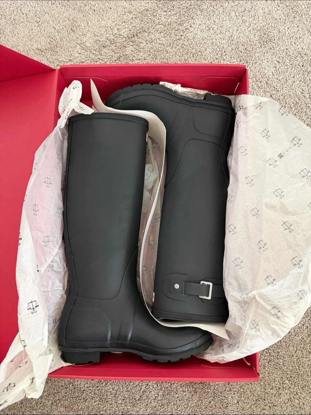 Hunter Original Tall Waterproof Rain Boot Black - Size 8 - New in Box
